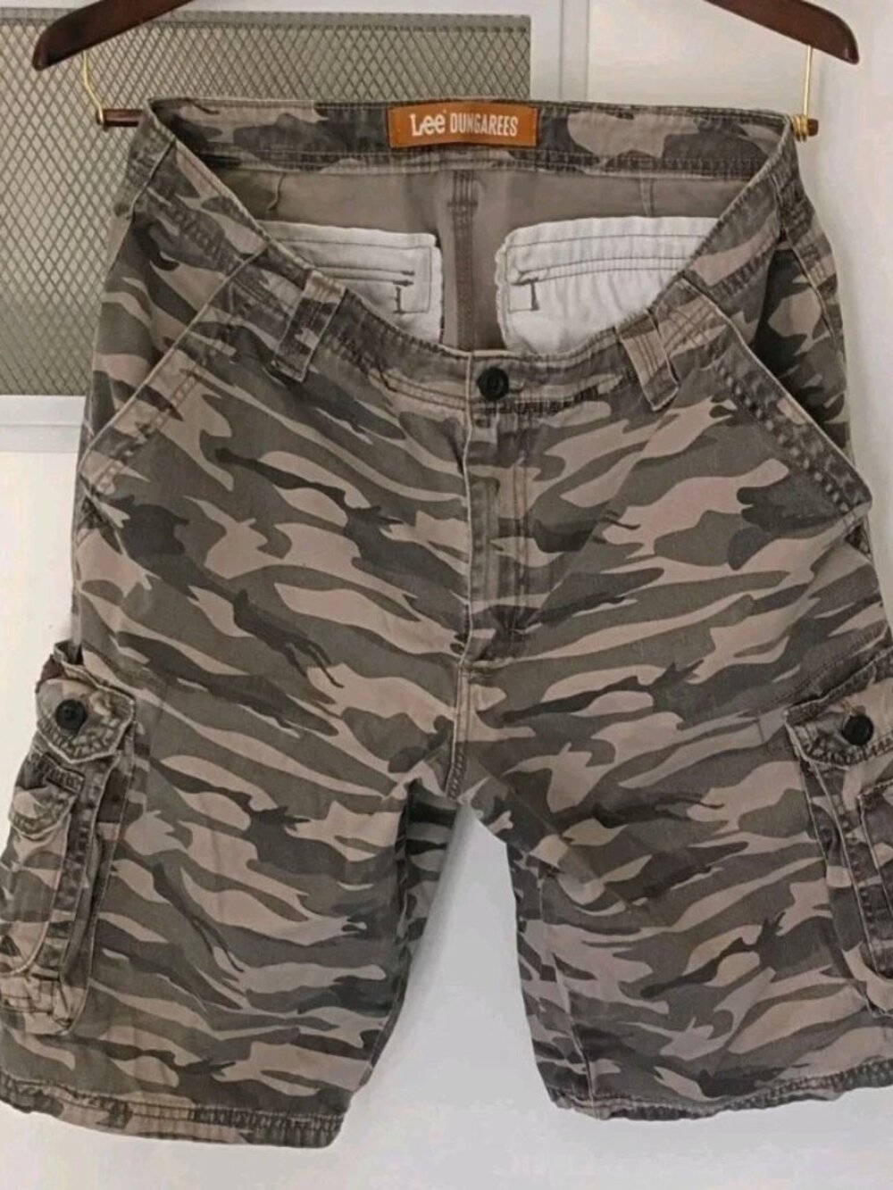 Lee Dungarees Cargo Shorts Mens 32 Camo 9 Pocket Vintage Utility Outdoor Living